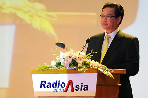 Thủ tướng Chính phủ Nguyễn Tấn Dũng phát biểu khai mạc Hội nghị Phát thanh châu Á 2013 tại Hà Nội. Ảnh: Internet