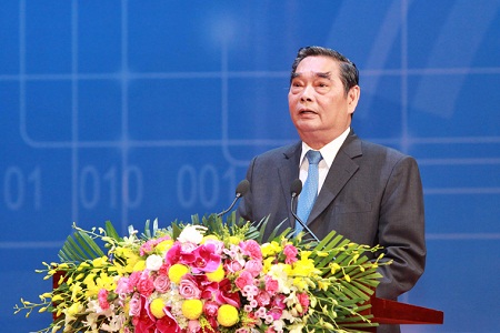 Đồng chí Lê Hồng Anh, Ủy viên Bộ Chính trị, Thường trực Ban Bí thư Trung ương Đảng phát biểu tại Lễ kỷ niệm (Ảnh: Xuân Lộc).