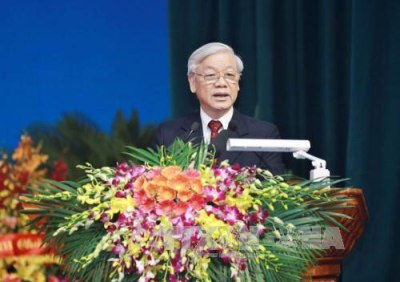 Tổng Bí thư Nguyễn Phú Trọng phát biểu tại Đại hội (Ảnh: TTXVN).