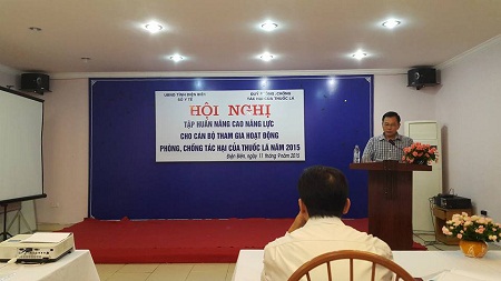 Đ/c: Trần Ngọc Tuyên – Giám đốc Trung tâm Truyền thông giáo dục sức khỏe phát biểu khai mạc hội nghị.