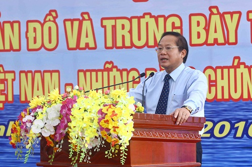 Ủy viên Trung ương Đảng, Bộ trưởng Bộ TT&TT Trương Minh Tuấn phát biểu tại Triển lãm