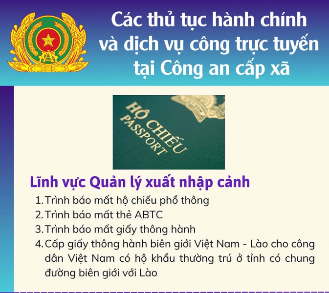 (Infographic) Thủ tục hành chính, dịch vụ công trực tuyến Bộ Công an phân cấp tại công an cấp xã